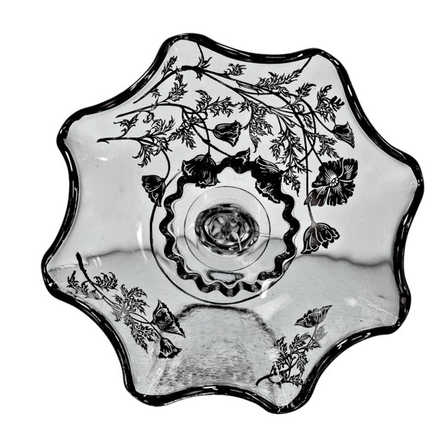 Transparent Silver City Pedestal Glass Vase Fluted Ruffled Edge For Sale - Image 8 of 12