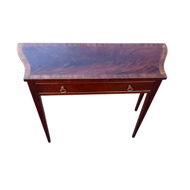Late 20th Century Mahogany Inlaid Banded Console Table Tradition House For Sale - Image 12 of 18