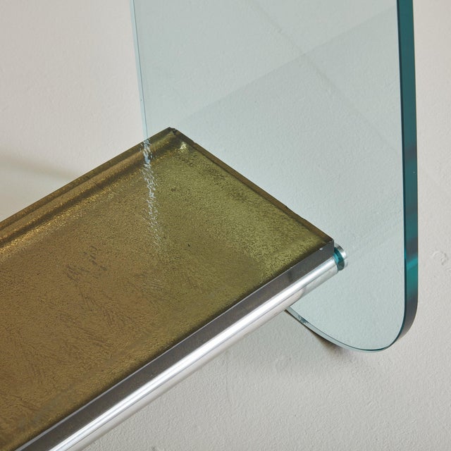 Metal Bronze Saint Gobain Glass Console, France 1979 For Sale - Image 7 of 10