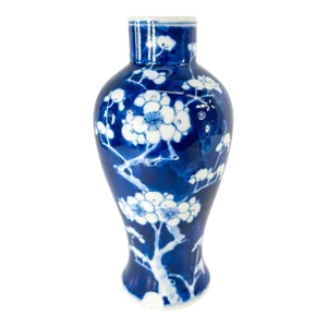 19th Century Chinese Chinoiserie Blue and White Prunus Vase With Kangxi Mark