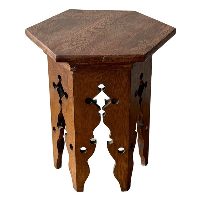 Arts & Crafts Oak Hexagonal Occasional Table For Sale