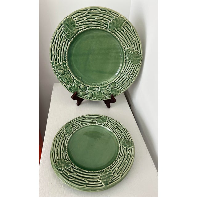 Mediterranean Vintage Bordallo Pinheiro Oak Leaf Plates-3 Pieces For Sale - Image 3 of 9