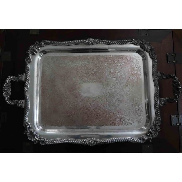 Silver Antique Silver on Copper Serving Tray For Sale - Image 8 of 8