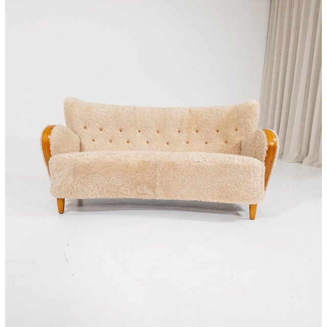 Swedish Modern Sheepskin Sofa, 1940s For Sale - Image 13 of 17