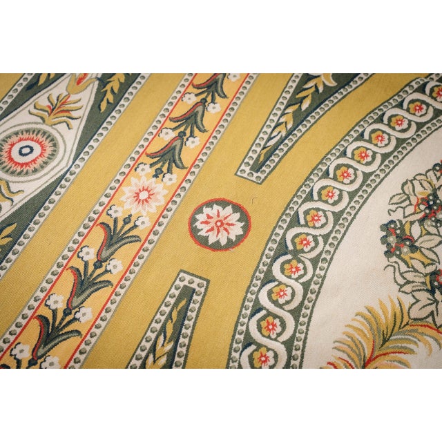 9x12 Vintage Aubusson Flat Weave Wool Rug, Green and Gold Empire Medallion For Sale - Image 11 of 15