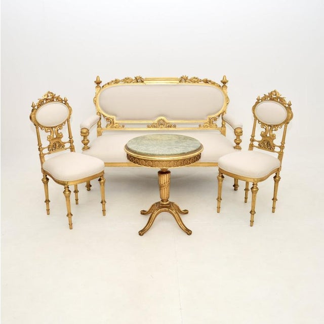 Swedish Empire Giltwood Settee, 1880s For Sale - Image 13 of 14
