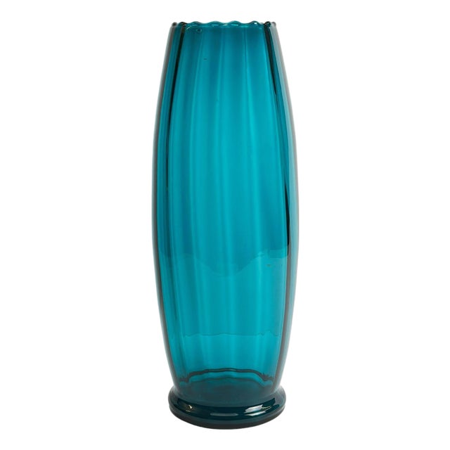 Large Teal Art Glass Vase from Rossini, 1960s For Sale