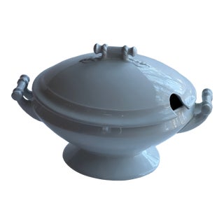 Antique J&g Meakin White Ironstone China Soup Tureen With Rope Details For Sale