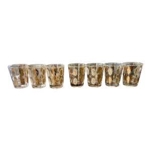 Mid Century Gold Royal Ladies Whiskey Glasses - Set of 7