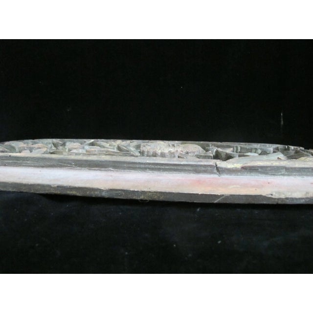 Wood Chinese Carved Goat Bird & Flower Gilt Wood Art Wall Panel For Sale - Image 7 of 7