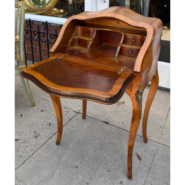Antique Petite French Inlaid Secretary Desk For Sale - Image 9 of 9