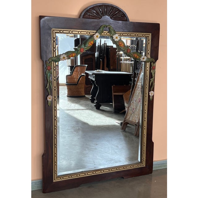 Wood frame that features decorative elements such as garlands and giltwood garland merge . The magnificent size, expertly...