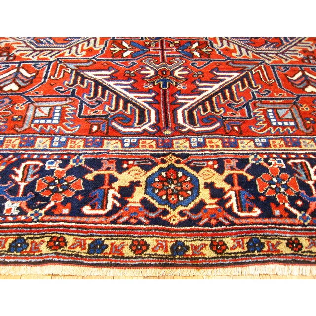 Textile Vintage Persian Decorative Oriental Heriz Rug in Room Size For Sale - Image 7 of 12