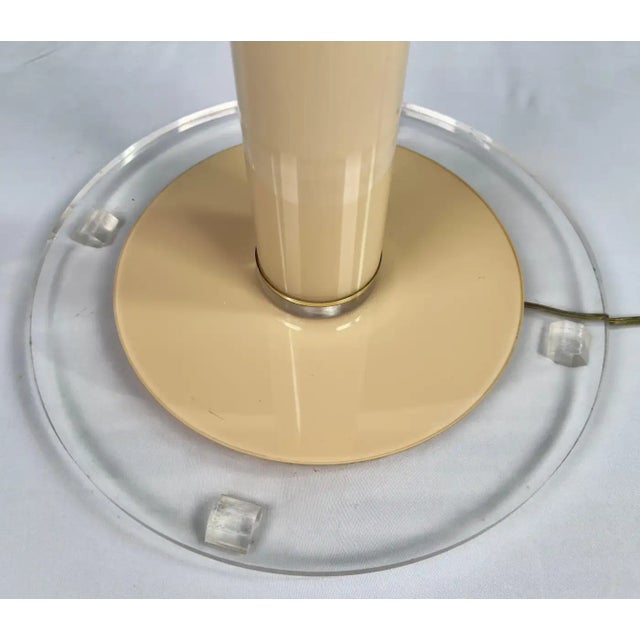 Plastic MCM Torchiere Frosted White Glass & Lucite Floor Lamp After Karl Springer For Sale - Image 7 of 9