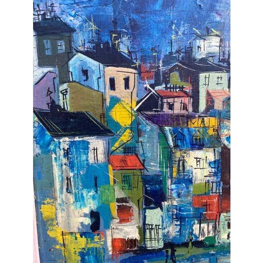 Mid 20th Century Cityscape Oil Painting, Mid-Century Modern, Signed, Nerfin, 1950s For Sale - Image 5 of 8