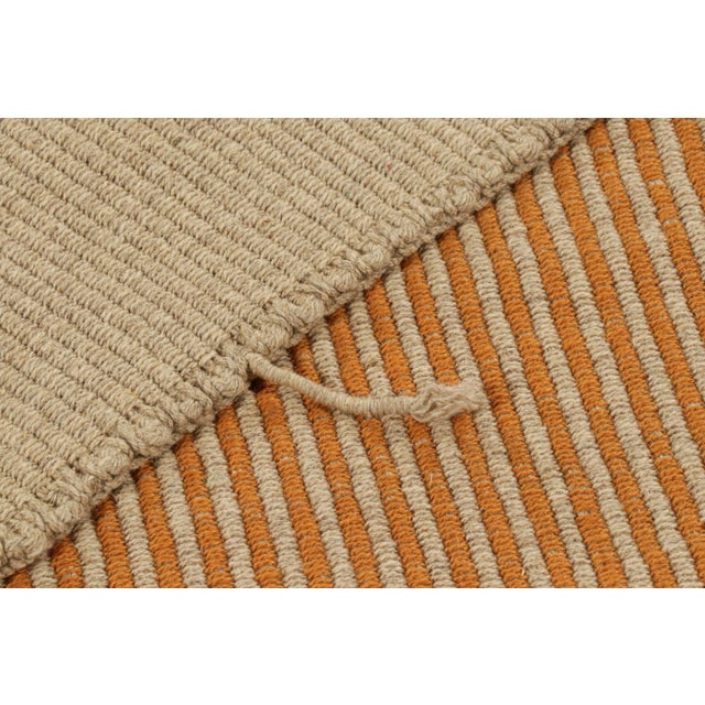 Textile Rug & Kilim’s Contemporary Kilim in Orange and Beige Textural Stripes For Sale - Image 7 of 7