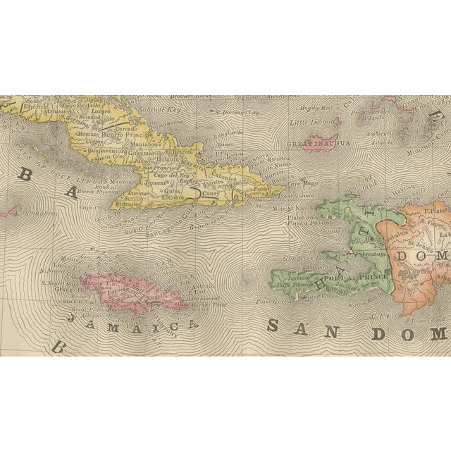 Paper Antique Caribbean Map by Rand McNally, 1888 For Sale - Image 7 of 9