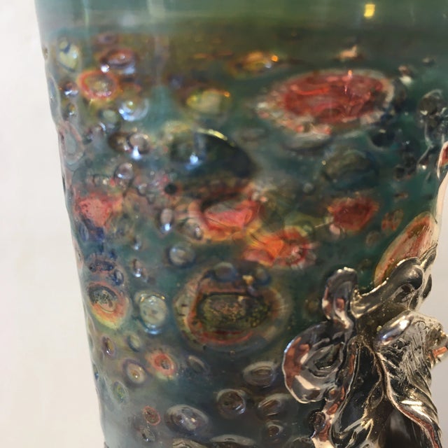 Mid 20th Century Finely Blown Glass and Silver Metal Goblet For Sale - Image 5 of 11