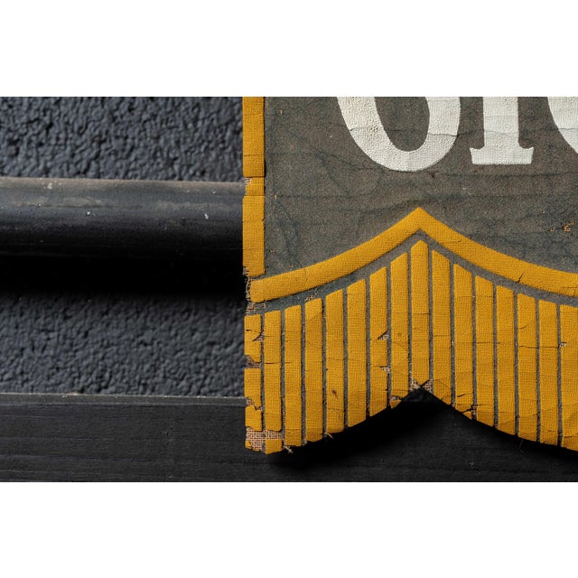 Mustard Early 20th Century Tobacco Girl Cloth Advertising Banner For Sale - Image 8 of 10