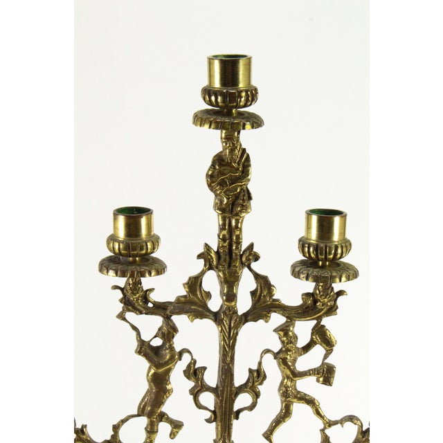 Metal Seven-Light Figural Brass Candelabra Withe Jolly Dancers & Musicians For Sale - Image 7 of 15
