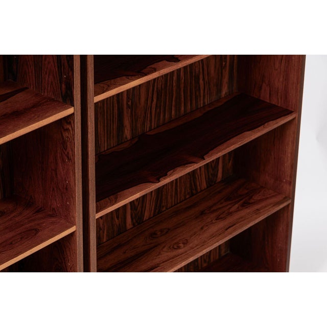 Pair of Mid Century Scandinavian Modern Tall Rosewood Bookcases For Sale - Image 13 of 18
