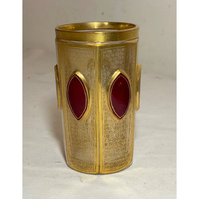 Rare Antique Handmade Moser Jewel Glass Crystal Tea Cup W/ Measurement Cabochon For Sale - Image 4 of 12