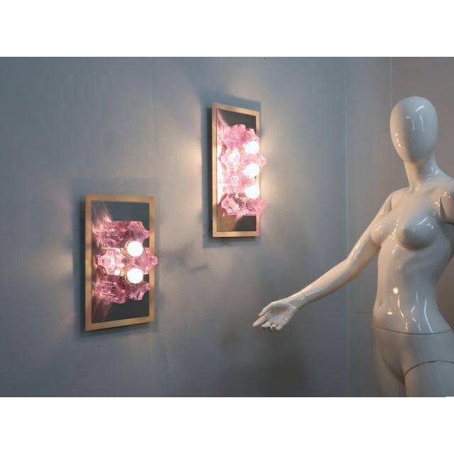 Poliarte Sculptural Poliarte Murano Glass Wall Sconces, 1970s, Set of 2 For Sale - Image 4 of 12