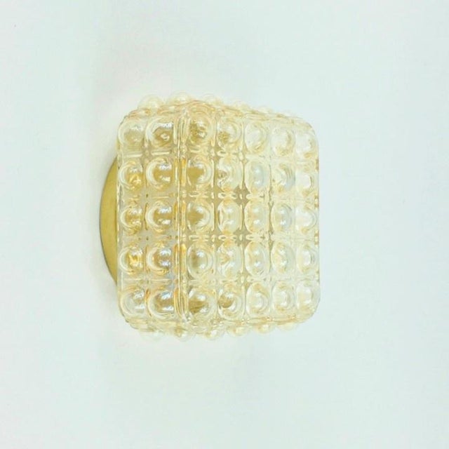 Mid-Century Modern 1970s Mid-Century Modern Amber Bubble Glass Wall Lights/Sconces by Helena Tynell for Limburg - a Pair For Sale - Image 3 of 9
