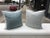 Cream Custom White and Blue Boucle Pillows - A Pair For Sale - Image 8 of 9