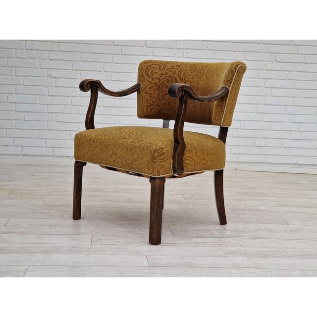 Scandinavian Ash Armchair with Green Upholstery, 1930s For Sale - Image 9 of 18