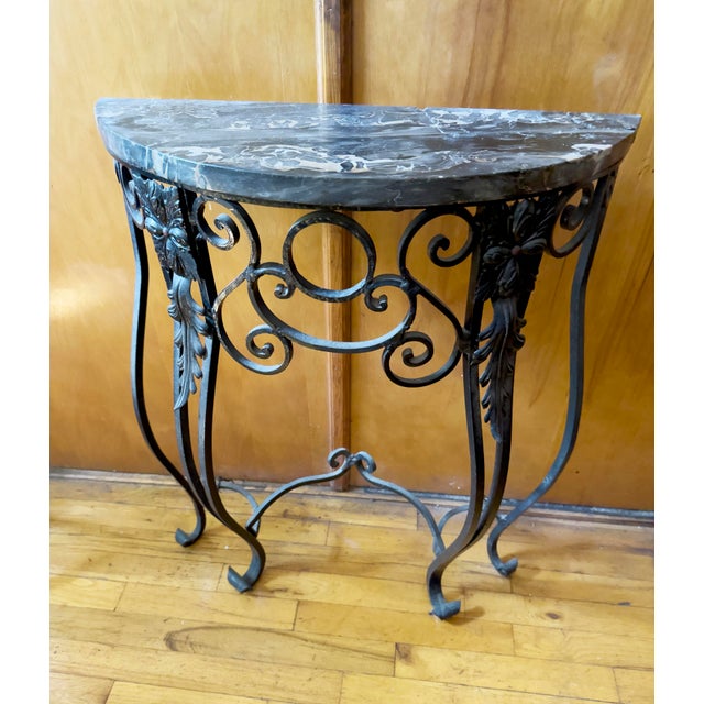 Black Antique French Demilune Console For Sale - Image 8 of 12