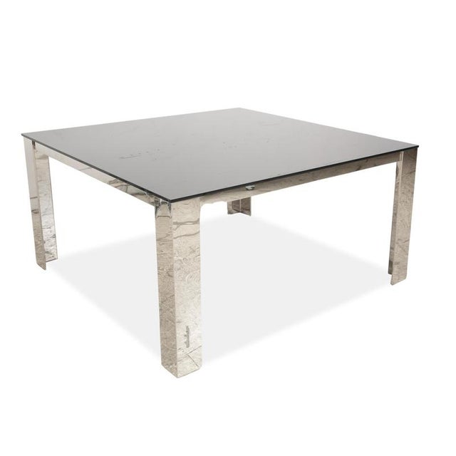 Modern Glas Dining Table in Silver Chrome from Bacher For Sale - Image 3 of 13