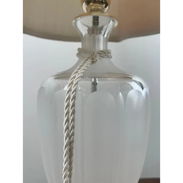 Glass Vintage Neoclassical Style Frosted Glass Urn Table Lamps, Silver Base, a Pair For Sale - Image 7 of 13