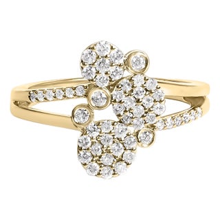 .925 Sterling Silver 1/2 Cttw Diamond Scatter Composite Bypass Ring (I-J Color, I1-I2 Clarity), Size 6 For Sale