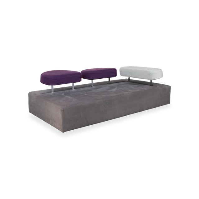 Mosspink Two-Seater Leather Grey Anthracite and Violet Sofa with Manual Function by Brühl For Sale - Image 4 of 17