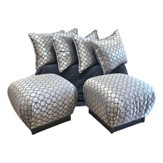 Marge Carson Poufs With Matching Pillows - Set of 6 For Sale