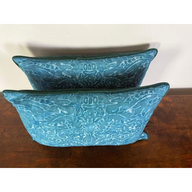 Mariano Fortuny Pair of Teal Fortuny Style Decorative Pillows For Sale - Image 4 of 6