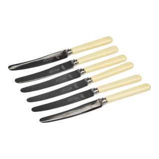 Vintage Sheffield Butter Spreaders With Cream Handle- Set of 6 For Sale