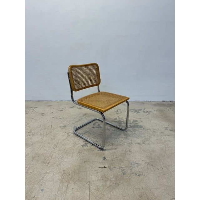 Bauhaus Cesca Cantilevered Chrome and Cane Chair After Marcel Breuer, Italy 1970s For Sale - Image 3 of 11