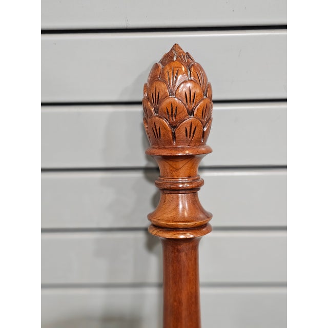 Henkel Harris 1990s Henkel Harris Wild Cherry Queen Size Carved Headboard With Frame Made Virginia For Sale - Image 4 of 8