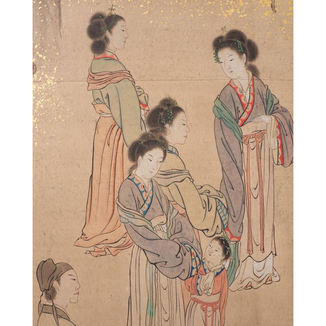 19th C. Japanese Edo Six Panel Screen Chinese Official's Gathering For Sale - Image 13 of 18