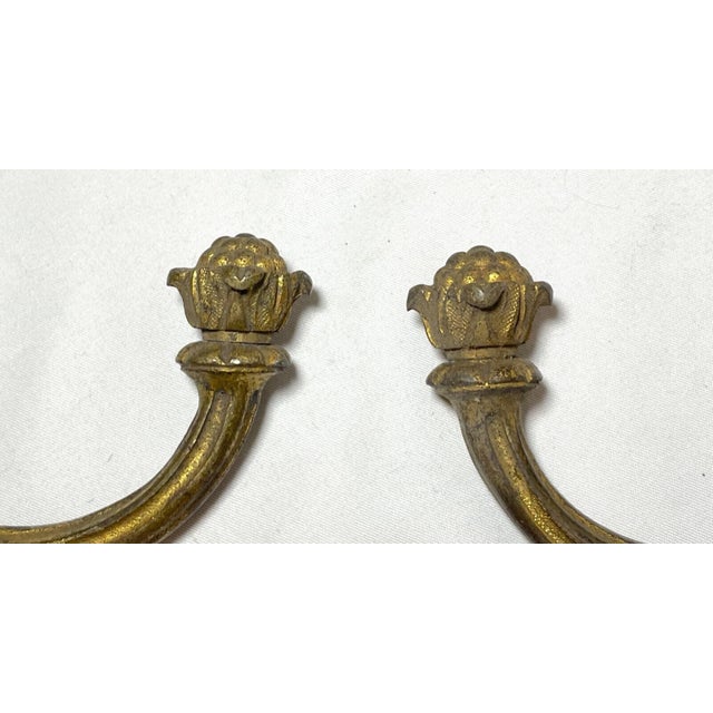Victorian Pair of Antique 19th Century Gilt Bronze Ornate Victorian Wall Hooks Bracket For Sale - Image 3 of 9