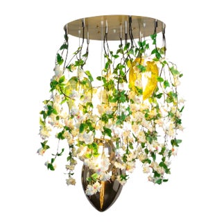 Flower Power Fuchsia Cascade Round Chandelier in Pink-Cream Color with Crystal Egg Lamps from VGnewtrend, Italy For Sale