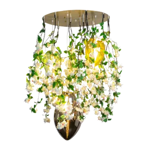 Flower Power Fuchsia Cascade Round Chandelier in Pink-Cream Color with Crystal Egg Lamps from VGnewtrend, Italy
