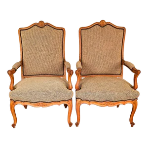 Pair of 19th Century Italian Carved Wooden Chairs in Transitional Style