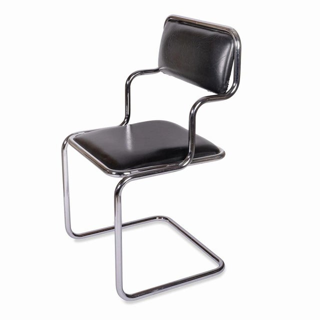 Black Leather Chair from the Mánes Exhibition Hall For Sale - Image 5 of 12