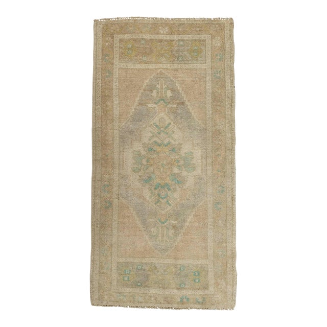 Turkish Mini Rug Oriental Hand Knotted Vintage Rug 1'10" x 3'8" #21011 For Sale