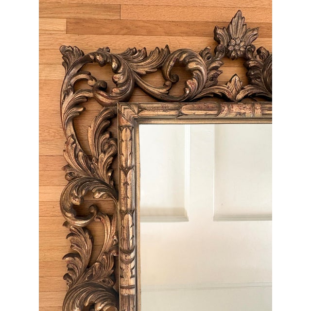 Large, impressive vintage statement mirror Mid century Turner Mfg. gilt mirror with Rococo style carved frame Beautiful...