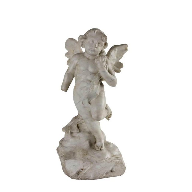 Little Angel Statue in White Marble For Sale - Image 10 of 10