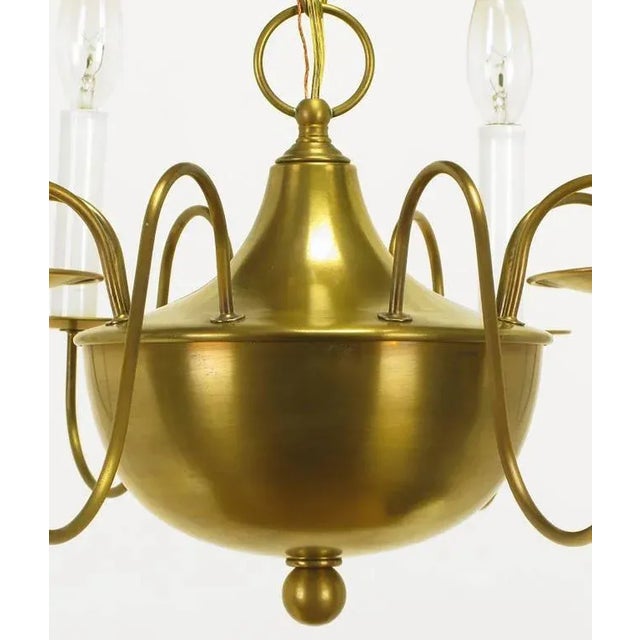 White Hand-Spun Brass Eight-Light Chandelier With Delicate Arms For Sale - Image 8 of 9